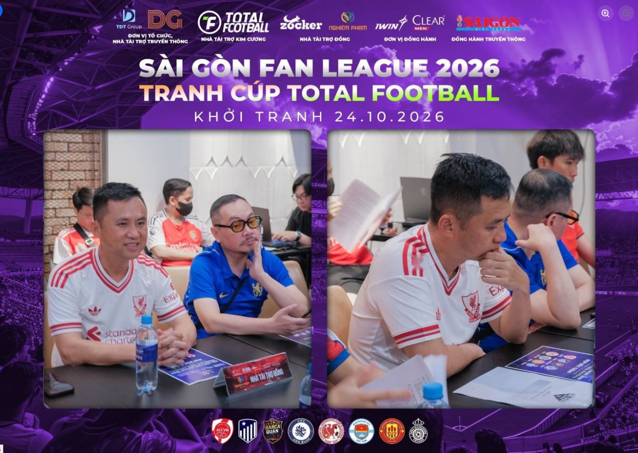 Đại diện các đội bóng tại buổi bốc thăm Sài Gòn Fan League 2026
